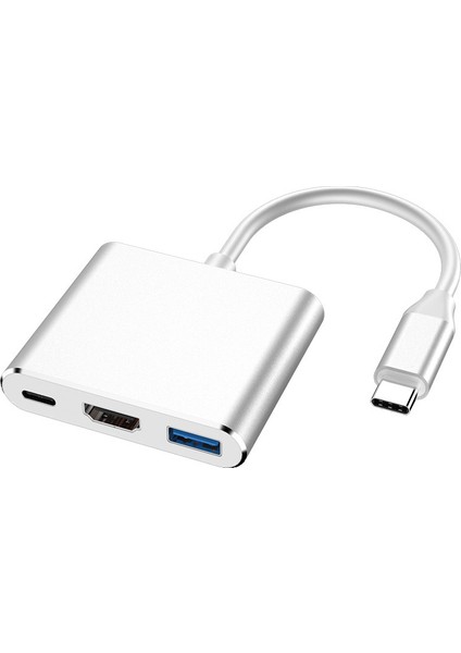 3'ü 1 Arada USB C Hub, 4K USB 3.0 Tip-C'den HDMI Uyumlu Hub Adaptörüne MacBook Pro Huawei Için Çok Bağlantı Noktalı Pd Şarj Istasyonu (Yurt Dışından)