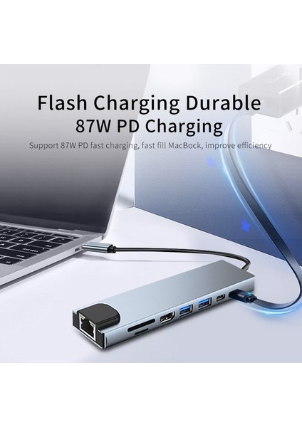 USB 8 In 1 Tip C 3 1 Ila 4K HDMI Hub Adaptörü Sd Tf RJ45 Kart Okuyucu Pd Macbook Dizüstü Bilgisayar Için Hızlı Şarj (Yurt Dışından) fırsatları