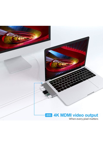 USB 3.1 Tip-C Hub HDMI Adaptörü 4K Thunderbolt 3 USB C Hub 3.0 Tf Sd Okuyucu Yuvası Pd MacBook Air Pro M2 M1 Çip (Yurt Dışından)