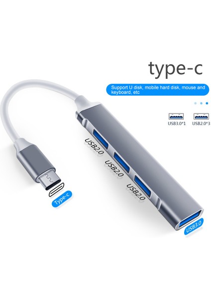 USB C Hub 3.0 Tip C 3.1 4 Bağlantı Noktalı Çoklu Splitter Adaptörü Otg Xiaomi Lenovo Macbook Pro 13 15 Hava Pro Pc USB 3.0 2.0 Bağlantı Noktası Durab (Yurt Dışından)
