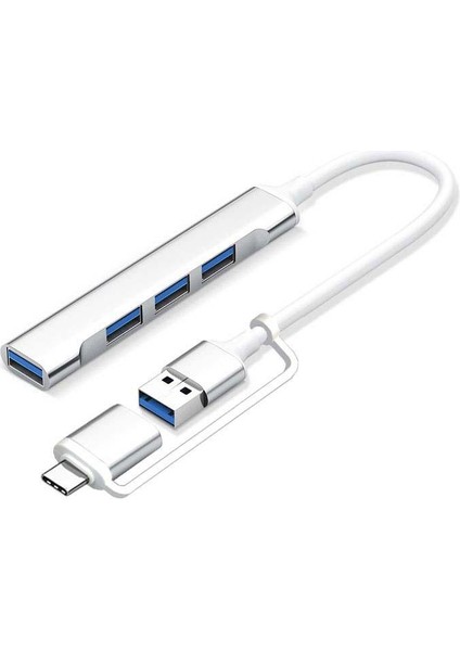 USB C Hub 4 Çok Bağlantı Noktalı USB Tip-C Hub, Usb2.0 Usb3.0 Otg Fonksiyonlu USB Splitter Adaptörü Win7/8/10 Için Uyumlu (Yurt Dışından)