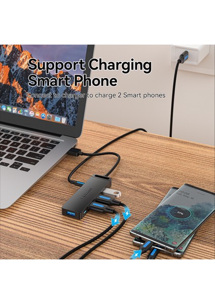 Vention USB Hub 3.0 Çoklu USB Splitter 4 USB Bağlantı Noktası 3.0 2.0 Mikro Şarj Gücü ile Lenovo Xiaomi Macbook Pro Pc Hub C USB 3 0 (Yurt Dışından)