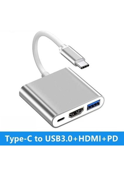 Tip-C Adaptör Çoklu Bağlantı Noktası USB C Hub 3'ü 1 Ila 4K HDMI /usb/pd Için MacBook Pro/air iPad Samsung Xiaomi Huawei Anahtarı (Yurt Dışından)