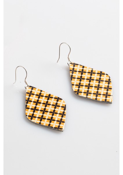 Kadın Küpe Deri Çelik Kancalı Prizma Model