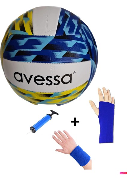 Dikişli Yumuşak Deri Soft Touch Antrenman Salon Voleybol Topu Pompa + Kolluk + Havlu Bilek