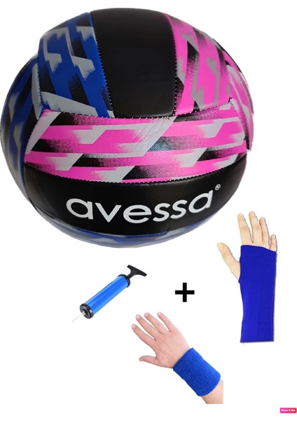 Dikişli Yumuşak Deri Soft Touch Antrenman Salon Voleybol Topu Pompa + Kolluk + Havlu Bilek