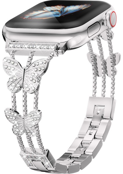 Fitbit Versa 4 Kelebek Pırlanta Metal Kayış (Yurt Dışından)