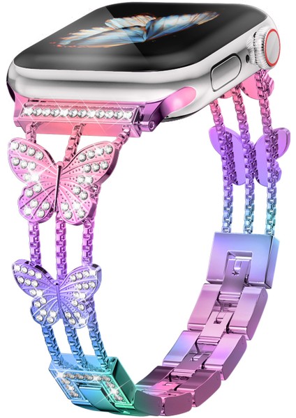 Fitbit Versa 4 Kelebek Pırlanta Metal Kayış (Yurt Dışından)