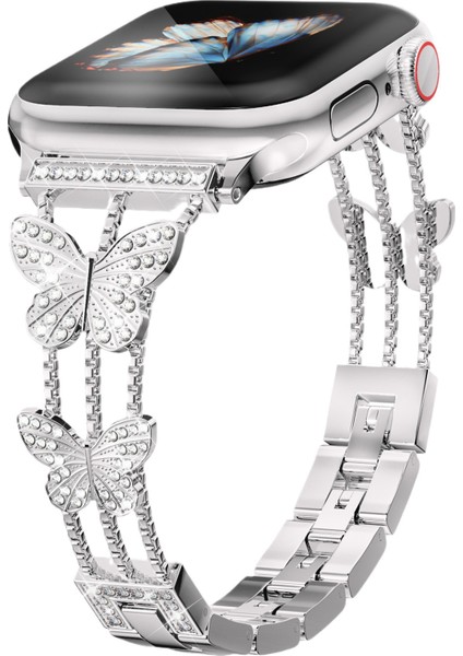 Fitbit Versa 4 Kelebek Pırlanta Metal Kayış (Yurt Dışından)