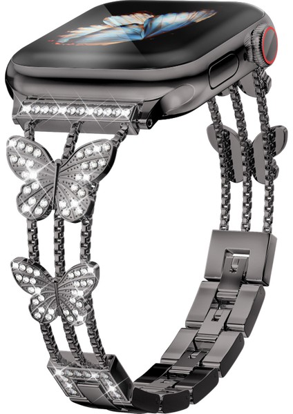 Fitbit Versa 4 Kelebek Pırlanta Metal Kayış (Yurt Dışından)