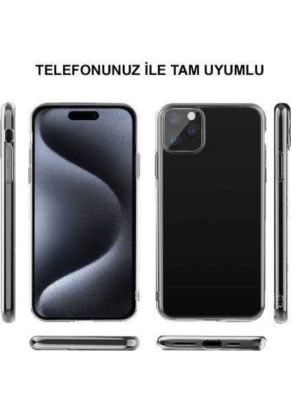 Apple iPhone 15 Pro Max Kapak 1mm Şeffaf Süper Silikon Kılıf