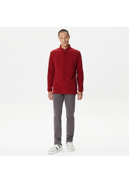 Nautıca Erkek Bordo Slım Fıt Uzun Kollu Desenli Polo K37015T.6VN modelleri