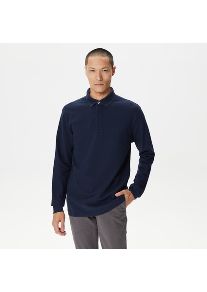 Erkek Lacivert Slim Fit Uzun Kollu Polo Yaka T-Shirt K37015T.4NV indirimleri