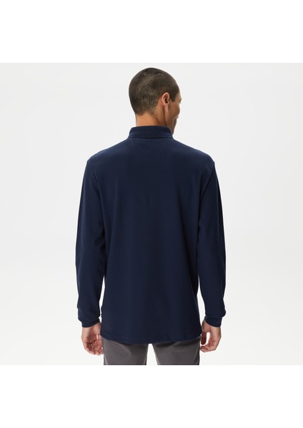 Erkek Lacivert Slim Fit Uzun Kollu Polo Yaka T-Shirt K37015T.4NV