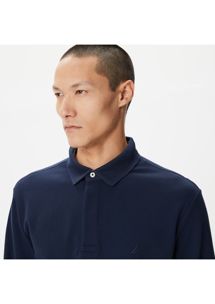Erkek Lacivert Slim Fit Uzun Kollu Polo Yaka T-Shirt K37015T.4NV