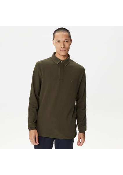 Erkek Yeşil Slim Fit Uzun Kollu Polo Yaka T-Shirt K37015T.3FB