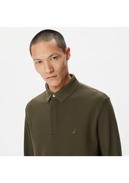 Erkek Yeşil Slim Fit Uzun Kollu Polo Yaka T-Shirt K37015T.3FB fırsatları