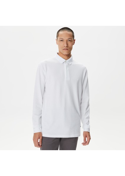 Nautıca Erkek Beyaz Slım Fıt Uzun Kollu Desenli Polo K37015T.1BW