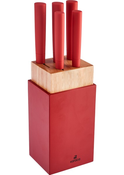 Viego 6 Parça Standlı Bıçak Seti Red