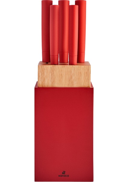 Viego 6 Parça Standlı Bıçak Seti Red