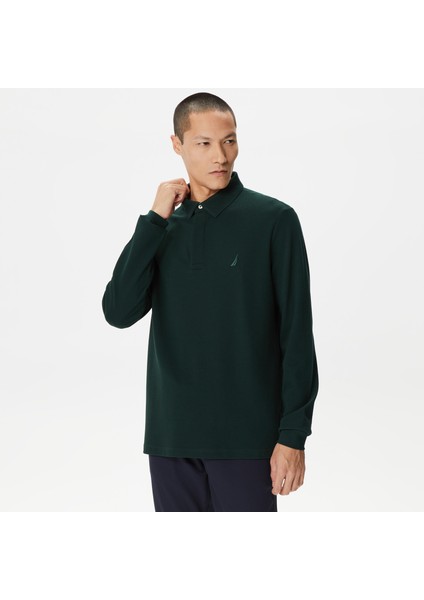 Erkek Yeşil Slim Fit Uzun Kollu Polo Yaka T-Shirt K37015T.3KF