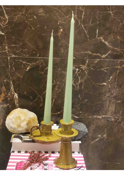 Iv Candles Bougie Candelabre 3'lü Açık Yeşil Büyük Boy Şamdan Mumu fiyatları