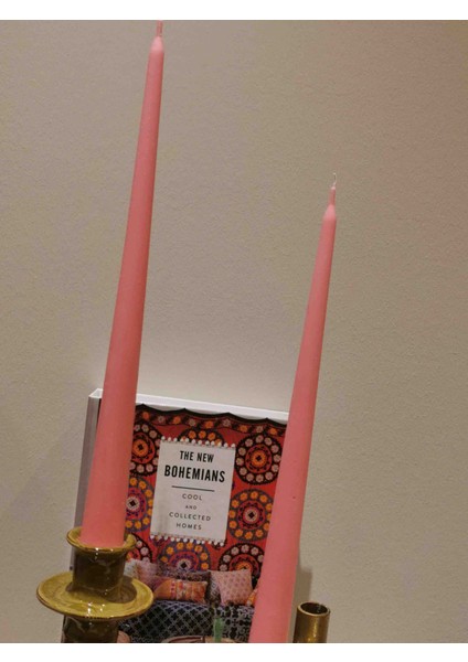 Iv Candles Bougie Candelabre 3'lü Pudra Pembe Büyük Boy Şamdan Mumu modelleri