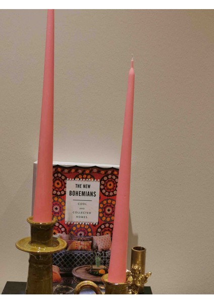 Iv Candles Bougie Candelabre 3'lü Pudra Pembe Büyük Boy Şamdan Mumu fırsatları