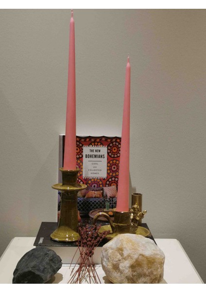 Iv Candles Bougie Candelabre 3'lü Pudra Pembe Büyük Boy Şamdan Mumu indirimleri