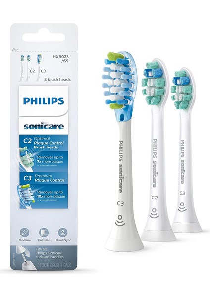 Sonicare Diş Fırçası Başlıkları, C3 Premium ve C2 Optimal - HX9023/69