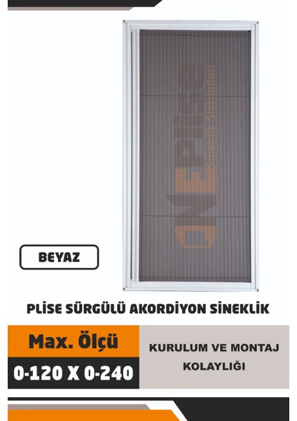 Sineklik Plise Akordiyon Sürgülü Katlanır Kayar Sürgülü Kapı Sineklik (EN:0-120, BOY:0-240CM)