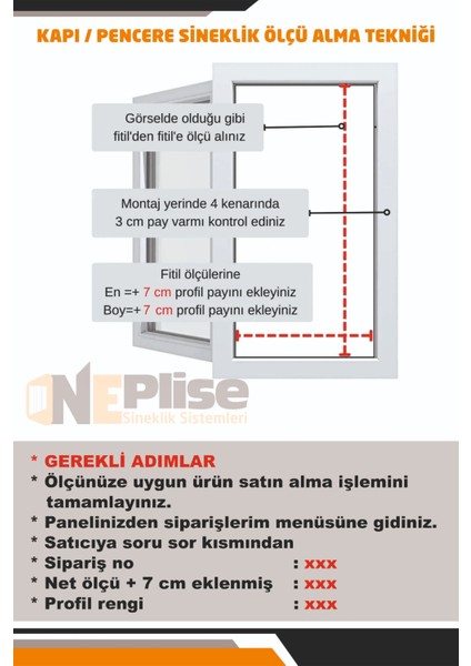 Sineklik Plise Akordiyon Sürgülü Katlanır Kayar Sürgülü Kapı Sineklik (EN:0-120, BOY:0-240CM)