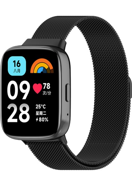 Xiaomi Redmi Watch 3 Active Uyumlu Metal Hasır Örgü Mıknatıslı Ayarlanabilir Paslanmaz Kordon