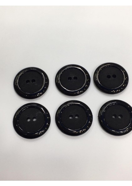 Kaban Mont Düğmesi Italyan Düğme 6Lı Set- Siyah -3,5 cm