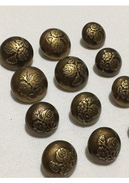 Blazer Ceket Düğmesi Gül Desen Oksit Metalize (Plastik) Takım