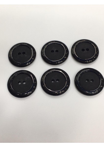 Kaban Trençkot Mont Düğmesi Italyan Düğme 6'Lı Set Siyah 2,5 cm