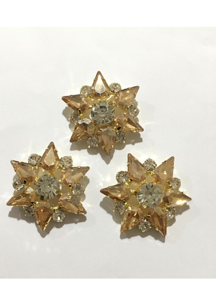 Taşlı Düğme Büyük Yıldız Model 3'Lü Set Gold