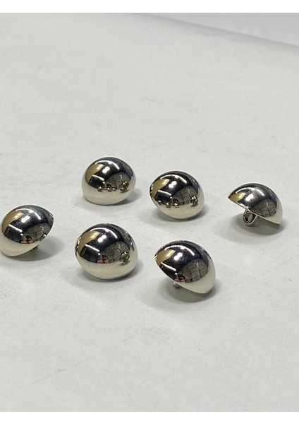 Ceket Trençkot Düğmesi Bombeli Özel Kaplama Gümüş 6'Lı Set 1,8 cm