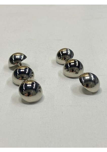Ceket Trençkot Düğmesi Bombeli Özel Kaplama Gümüş 6'Lı Set 1,8 cm