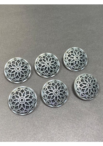 Kaban Mont Düğmesi- Metal Düğme Eskitme Gümüş -3 cm- 6'Lı Set indirimleri