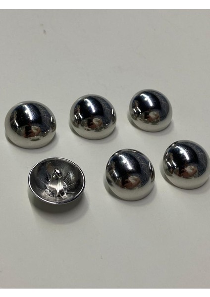 Ceket Hırka Kol Boyu Düğmesi Bombeli Gümüş 6'Lı Set 1,8 mm