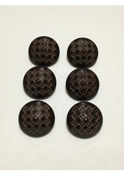 Trençkot Ceket Düğmesi Piramit Desen 6'Lı Set Kahve Rengi fırsatları