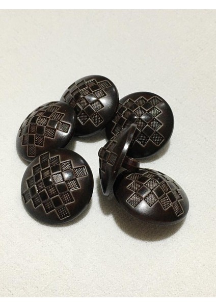 Trençkot Ceket Düğmesi Piramit Desen 6'Lı Set Kahve Rengi indirimleri