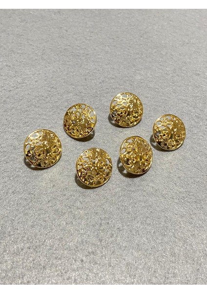 Hırka Yelek Düğmesi Boyu Dantel Desenli Özel Kaplama Gold 6'Lı Set