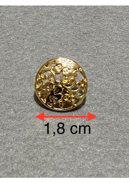 Hırka Yelek Düğmesi Boyu Dantel Desenli Özel Kaplama Gold 6'Lı Set