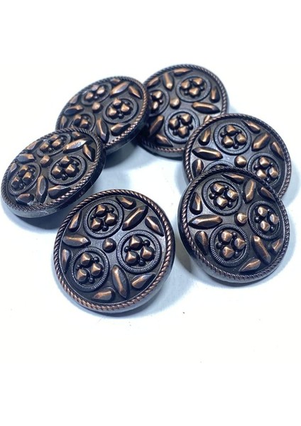 Kaban Mont Düğmesi - Metal Düğme Antik Bakır - 6'Lı Set