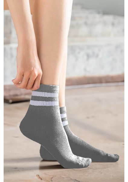 Çizgili Tenis Çorabı Kolej Çorap Unisex 2 Adet