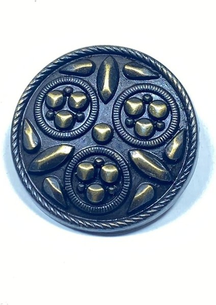 Kaban Mont Düğmesi , Metal Düğme , Antik Sarı , 3 cm , 6'Lı Set