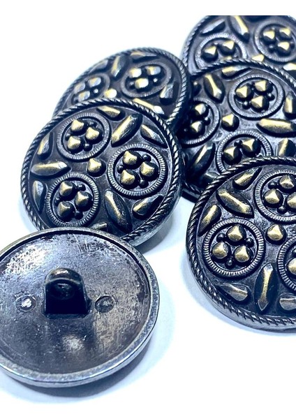 Kaban Mont Düğmesi , Metal Düğme , Antik Sarı , 3 cm , 6'Lı Set