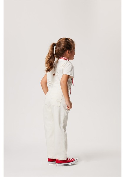 Rompers Kız Çocuk Jean Salopet Whıte Jean